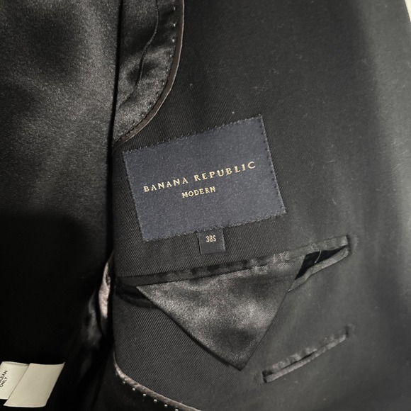 Banana Republic Men's Modern 38S Sport Jacket Made In Turkey 100% Wool Black - Picture 3 of 7